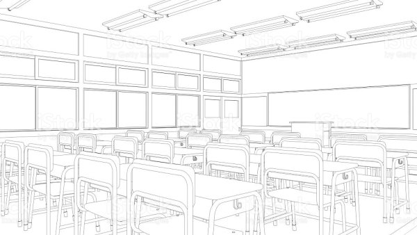 Эскиз интерьера классной комнаты