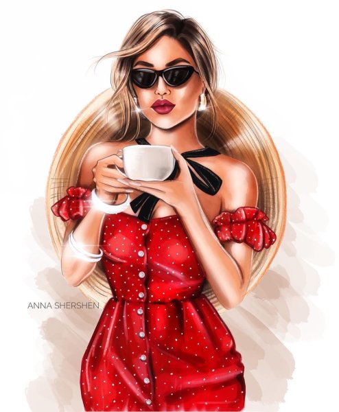 Мультяшная девушка селфи