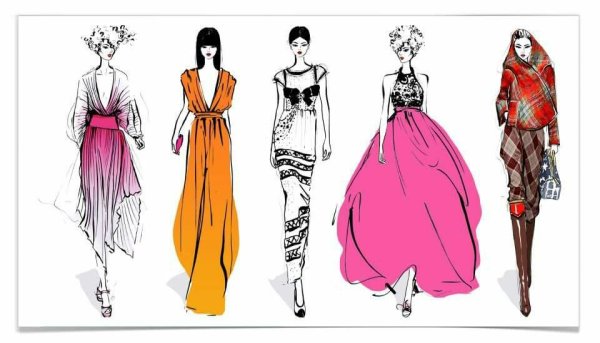 Эскиз костюма в цвете