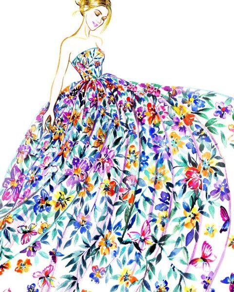 Наброски платьев цветные