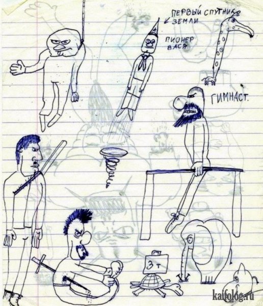 Смешные рисунки в тетради