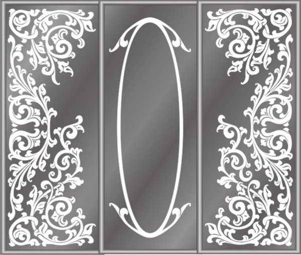 Пескоструйный рисунок овала на зеркале