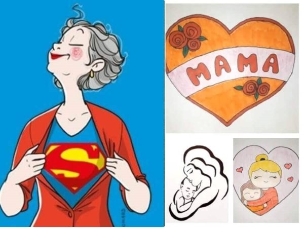 Рисунок на день матери для срисовки