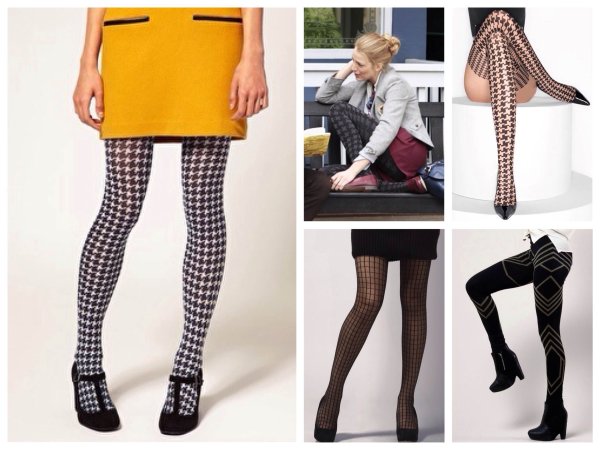 Колготки плотные в клеточку