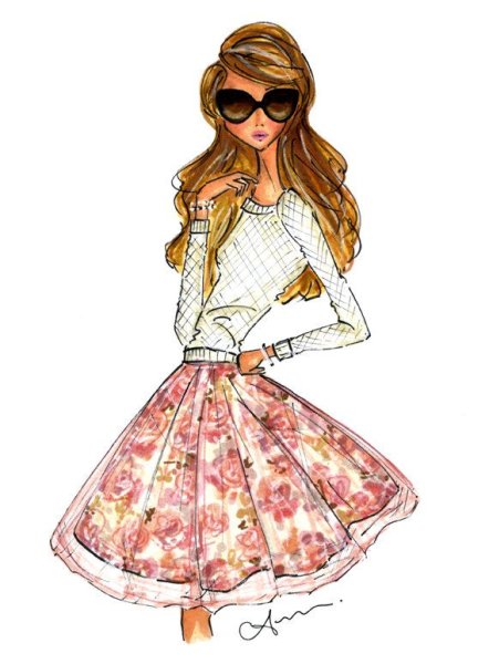 Нарисовать модную девочку