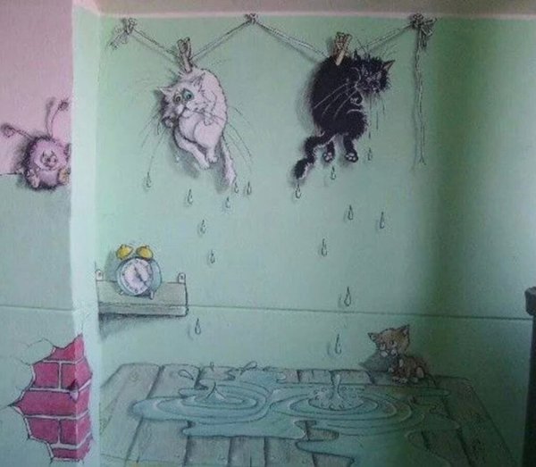 Рисунки в подъезде на стенах