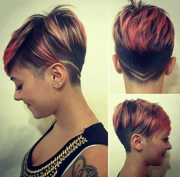 Пикси андеркат с выбритым затылком и висками