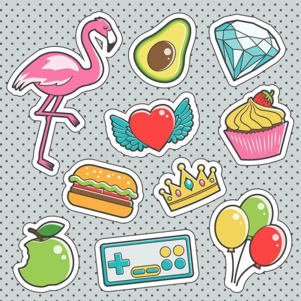 Модные наклейки срисовать