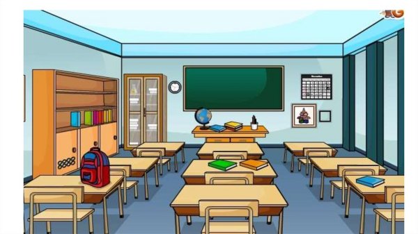 Рисунок классной комнаты в школе