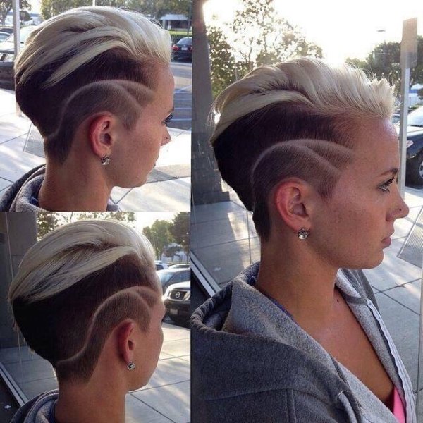 Короткая стрижка с полосками на висках