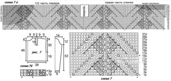 Ажурный узор для кофточки спицами