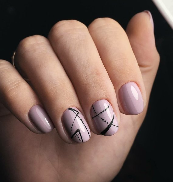 Маникюр на короткие ногти веточки