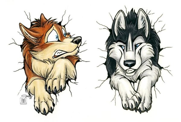 Волк в мультяшном стиле