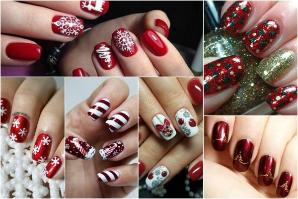 Новогодний маникюр на короткие