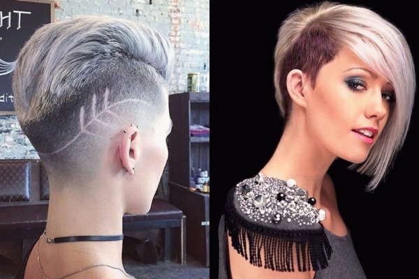 Окрашивание на короткий волос с выбриванием