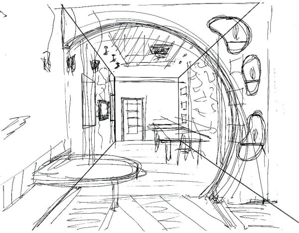 Поэтапное рисование комнаты