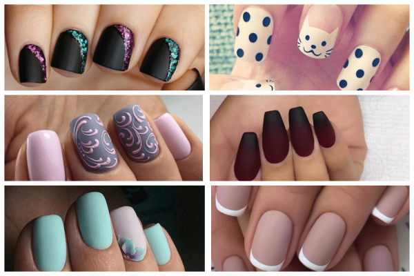 Маникюр голубой с цветами