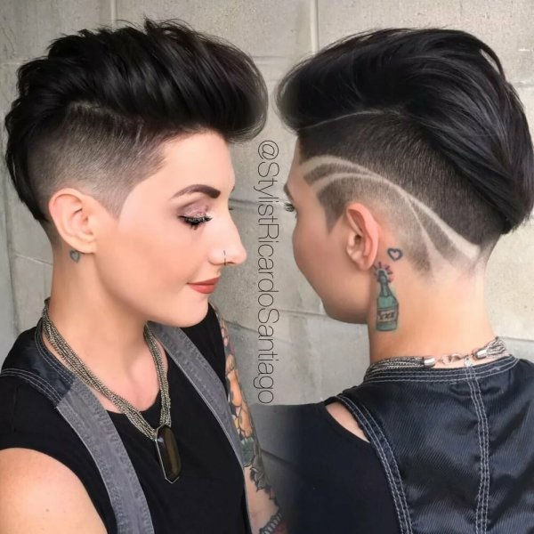 Стрижка Пикси с выбритым виском