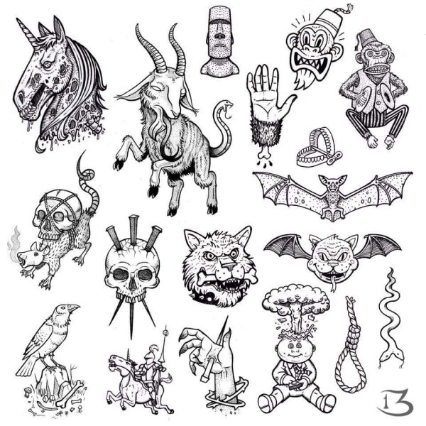 Тату черно белое