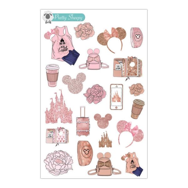 Наклейки для ежедневника розовые