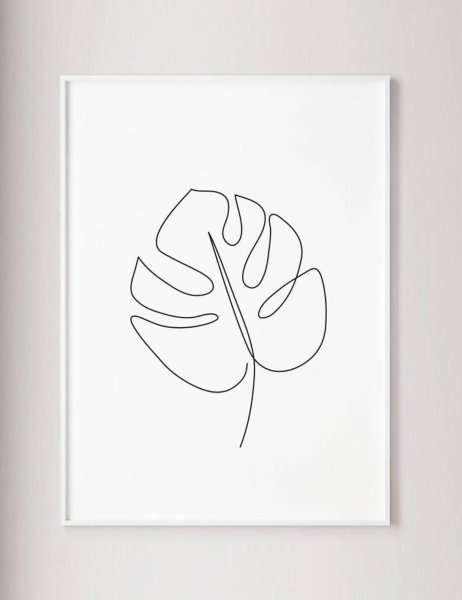 Лист монстеры одной линией