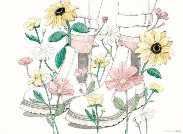 Девушка с цветами эскиз