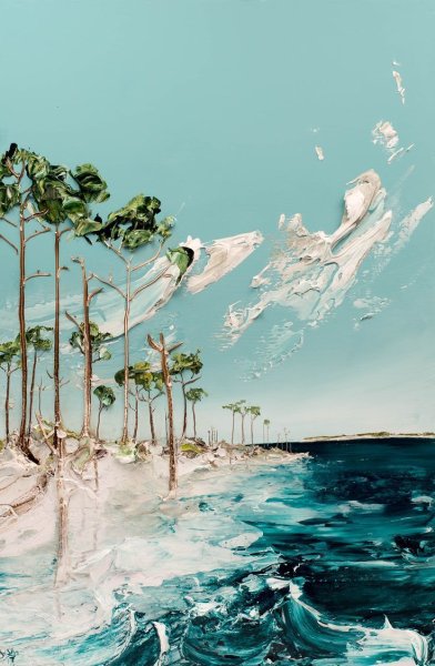 Акрил. Джастин Геффри. «Морской пейзаж»,