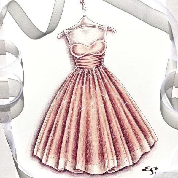 Платье на выпускной нарисовать