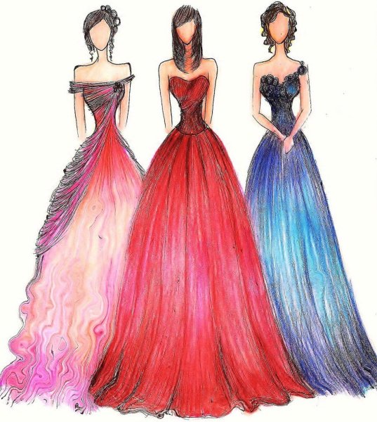 Нарисовать вечернее платье