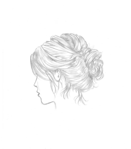 Прическа в профиль карандашом