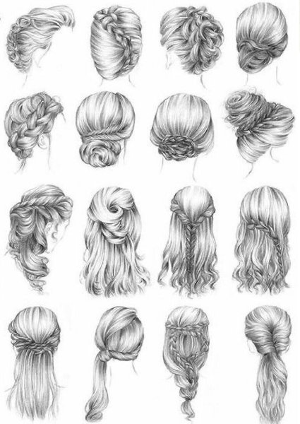 Рисование причесок карандашом