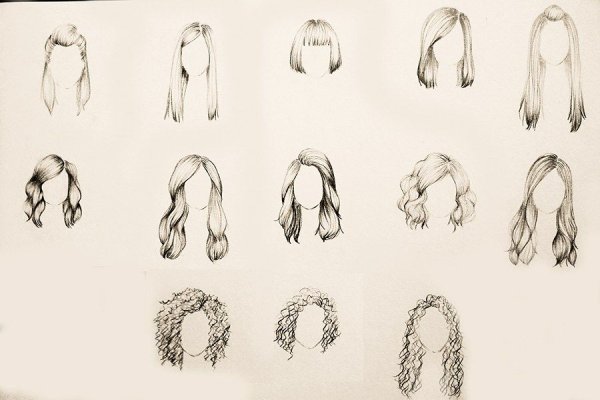 Референсы волос карандашом