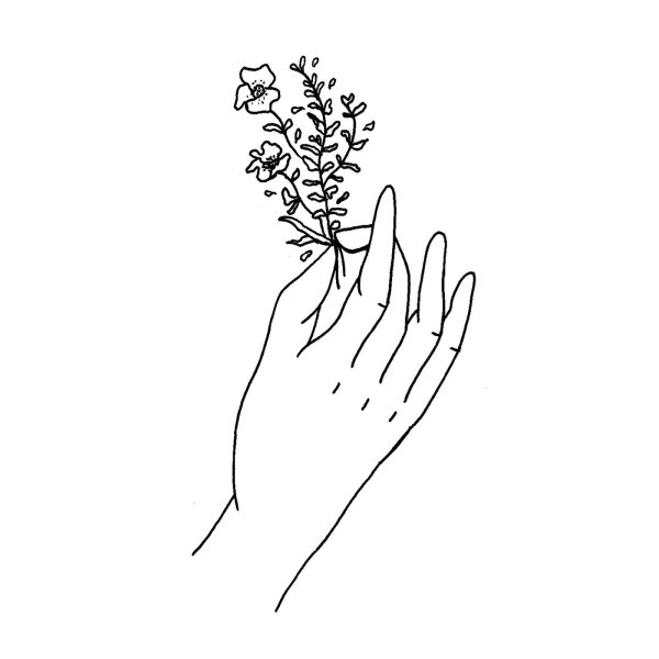 Рука с цветком одной линией