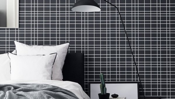 Черно белая клетка в интерьере