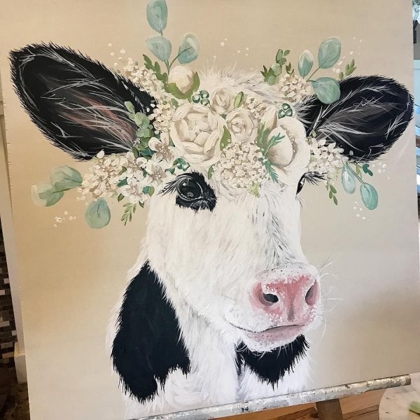 Корова акрилом