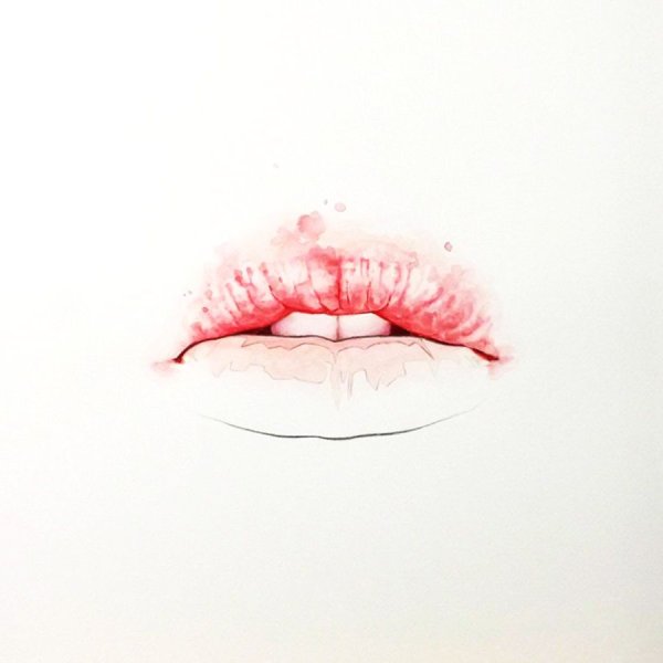 Нарисовать губы акварелью