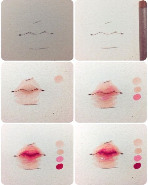 Губы акварелью