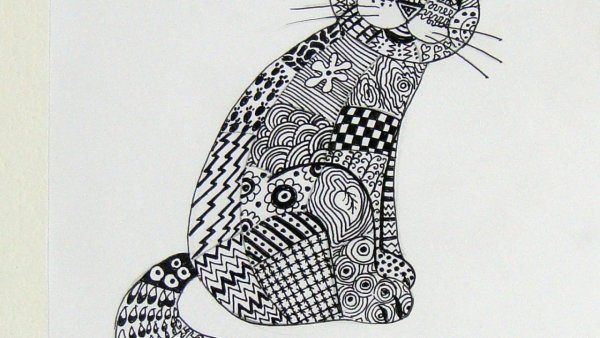 Графические рисунки гелевой ручкой