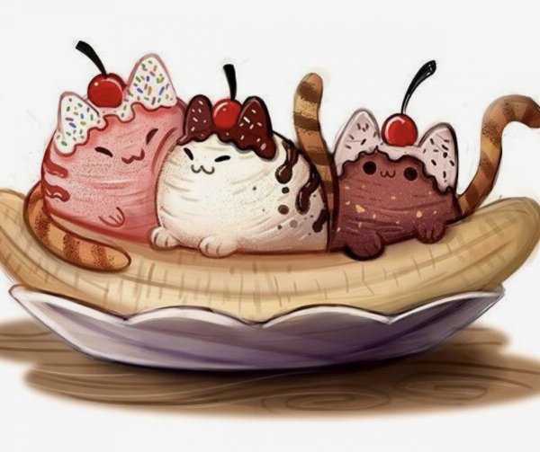 Мультяшные животные с едой