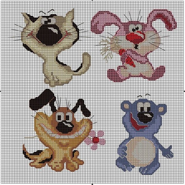 Вышивка зверюшки