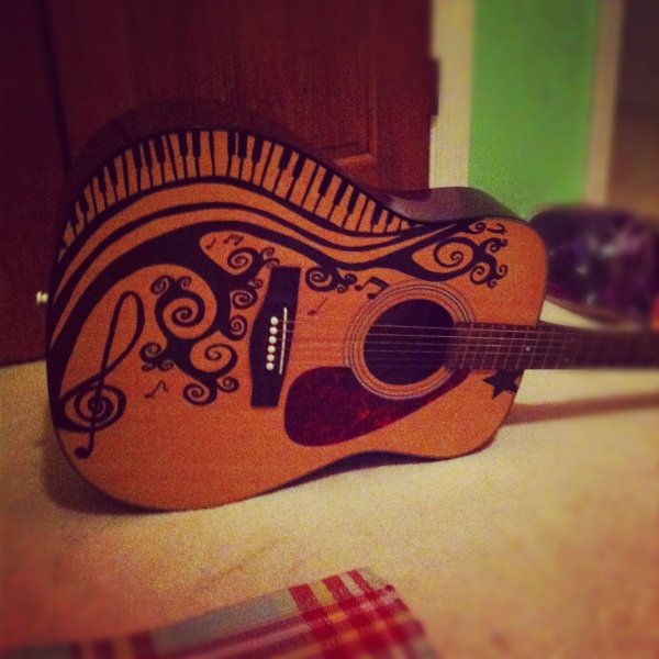 Расписная акустическая гитара