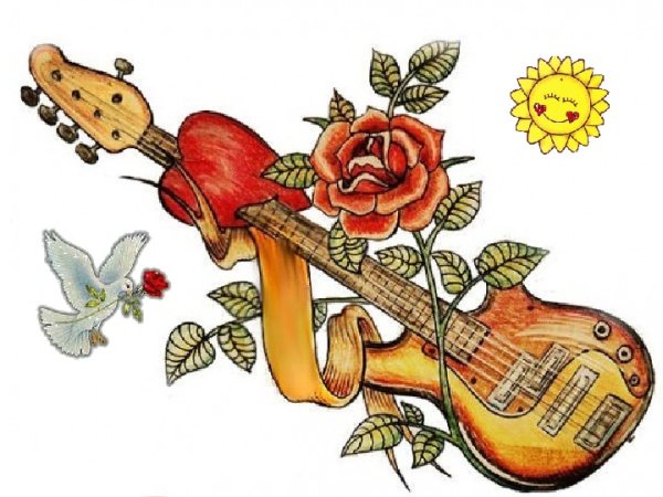 Гитара и цветы арт