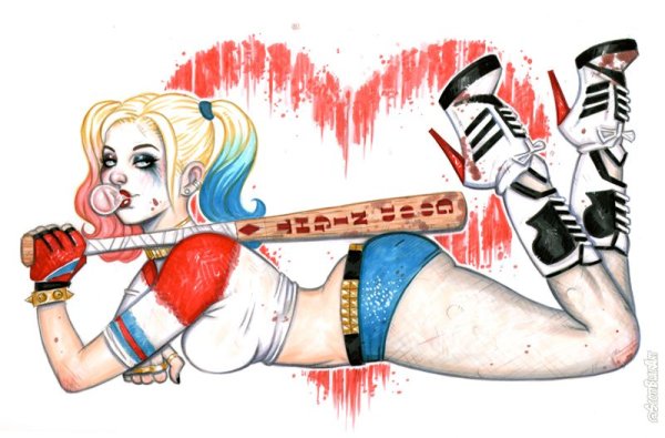 Харли Квинн аниме карандашом