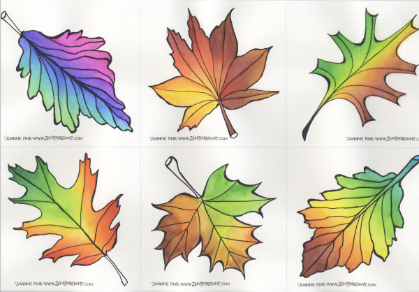 Рисование разноцветные листочки