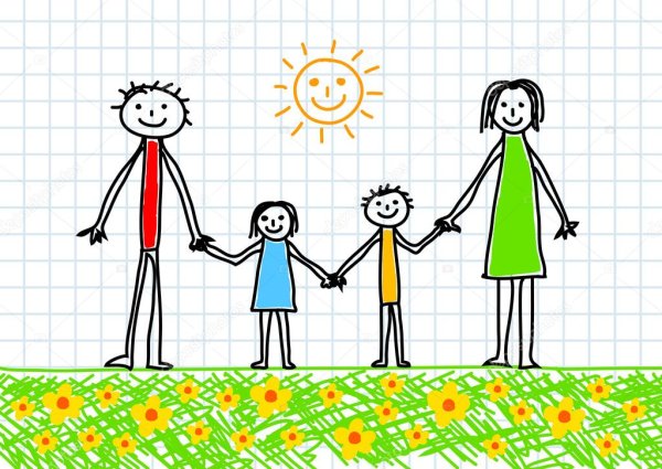 Легкие рисунки семьи