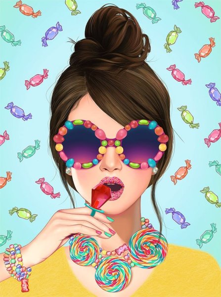 Поп арт девушка в очках