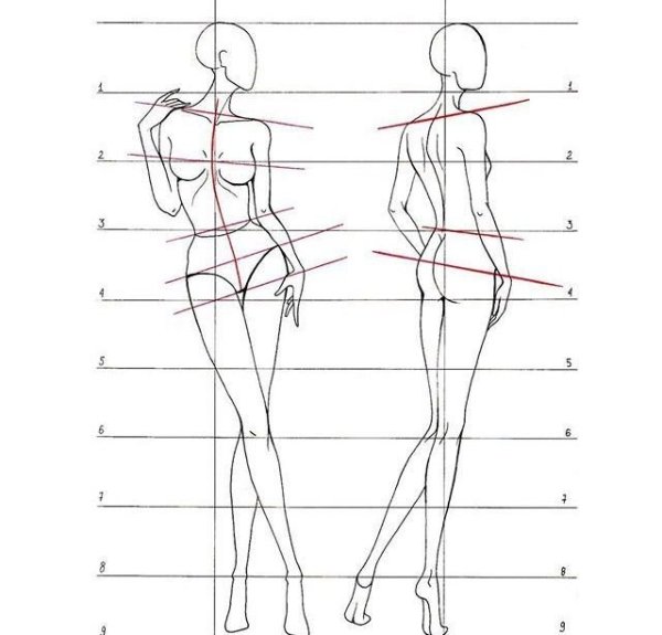 Модельные позы для фэшн эскизов