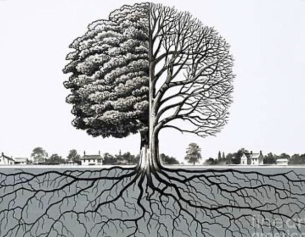 Дерево наполовину сухое