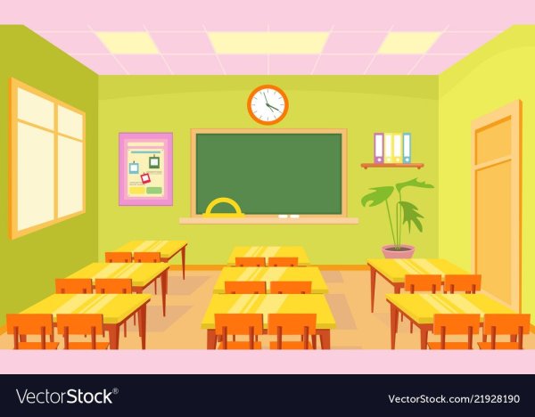 Школьный кабинет в мультяшном стиле