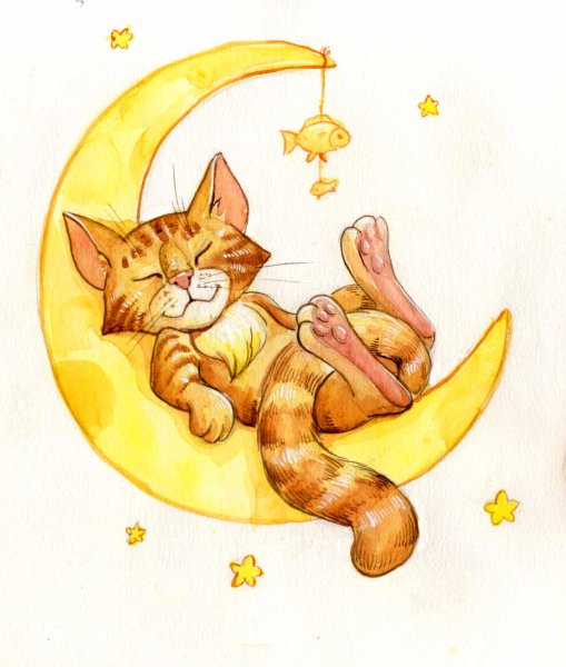 Спящий кот мультяшный